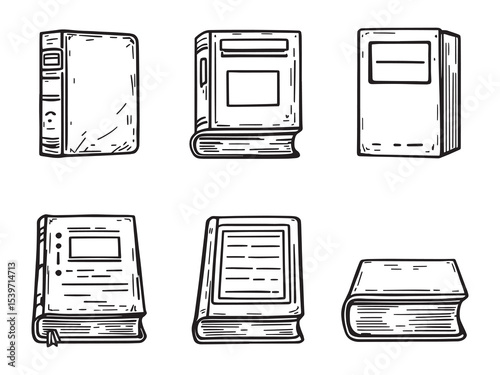 classic stack of open and closed books illustration
