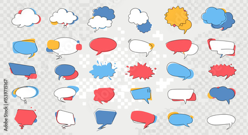 Colorful Speech Bubble and Comic Balloon Collection — Chat Bubbles, Thought Clouds, Callouts and Comic Style Dialogue Balloons