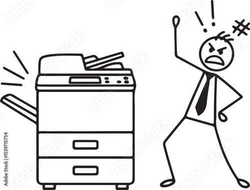 Frustrated Office Worker and Malfunctioning Copier A Hilarious Illustration