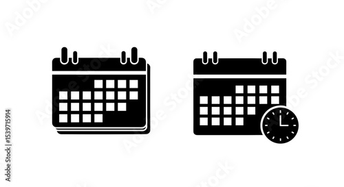Calendar and Schedule Icons – Planner, Reminder, Event Date, and Time Management Symbols