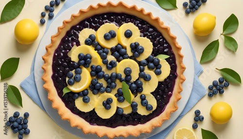 Wallpaper Mural This delightful blueberry tart is a feast for the eyes, garnished with lemon slices and fresh blueberries. Torontodigital.ca
