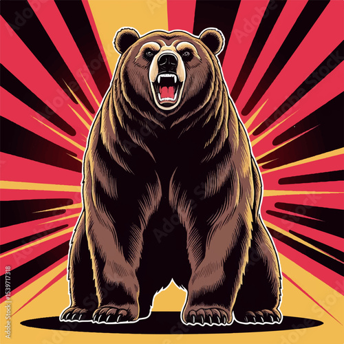 Impressive vector illustrations of a wild animal bear