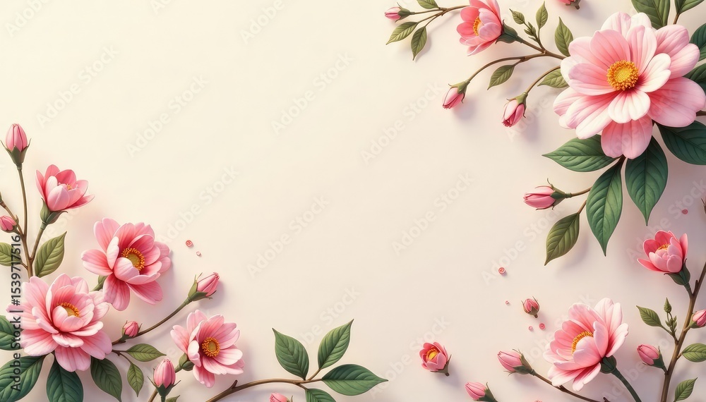 Fototapeta premium Subtle repeating floral motif on a plain background , spring, vintage