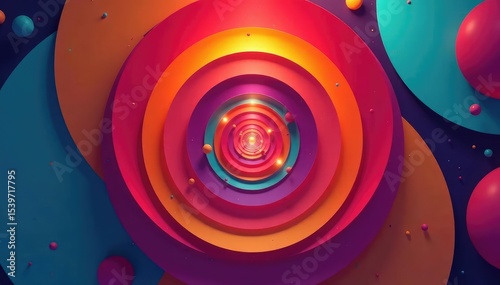 Symmetrical arrangement of overlapping circles creating optical illusion, illusion, modern