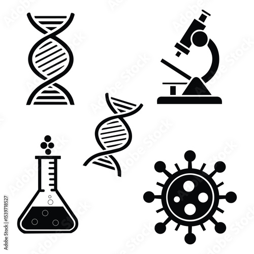 Modern biotechnology concept icon set
