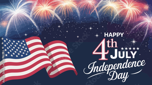 Celebrate independence day july th with american flag and fireworks patriotic background design