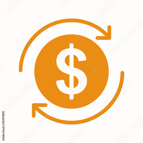 Minimalist Icon Design Circular Cash Flow, Financial Cycle, Money Rotation