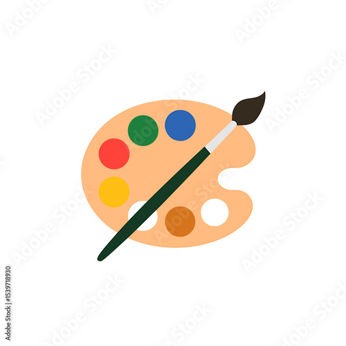 Minimalist Artist's Palette and Brush Icon Design A Simple Vector Illustration