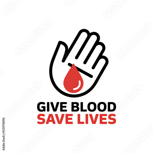Minimalist Blood Donation Logo Give Blood, Save Lives