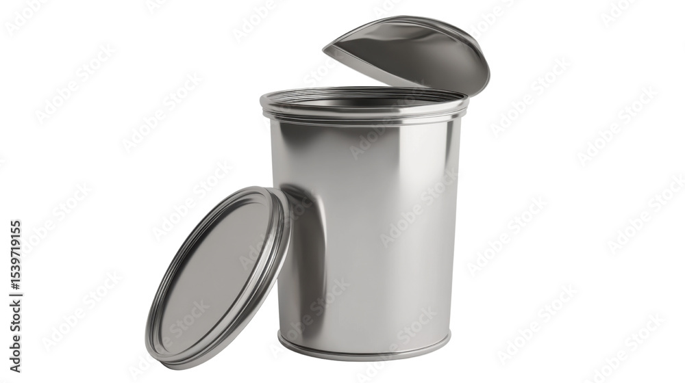 Open plastic trash bin with lifted lid and visible interior isolated on white background Open plastic trash bin with lifted lid and visible interior isolated on white background