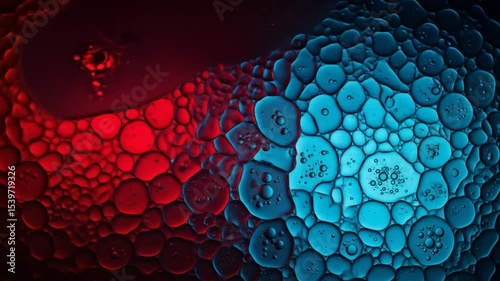 Red abstract fractal with bubbles, a colorful and artistic design for a modern backdrop