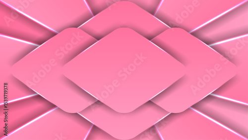 Abstract Pink Design with Geometric Shapes and Radiating Light Lines