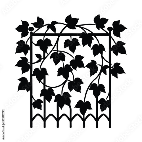 silhouette of ivy vine on trellis 