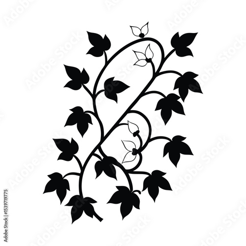 silhouette of ivy vine on trellis 