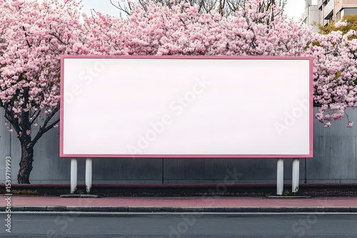 Pretty Spring Plain Blank White Billboard Mock-up: Fresh Seasonal Display for Outdoor Brand Messaging