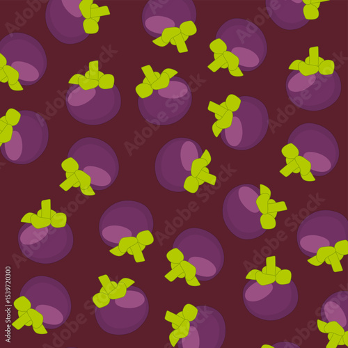 Mangosteen background. Seamless pattern with mangosteen fruit for web, print, cloth texture or wallpaper