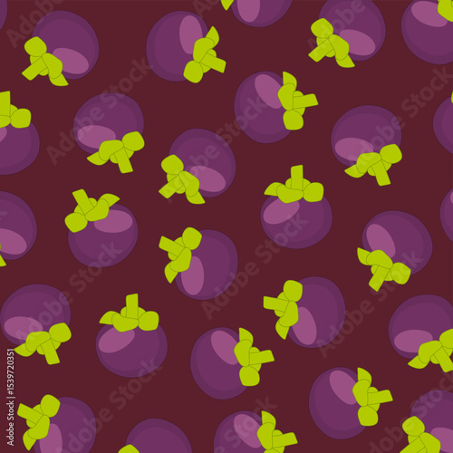 Mangosteen pattern vector illustration background. seamless pattern Mangosteen. for display wallpaper, fabric, textile, cloth design, hand drawn