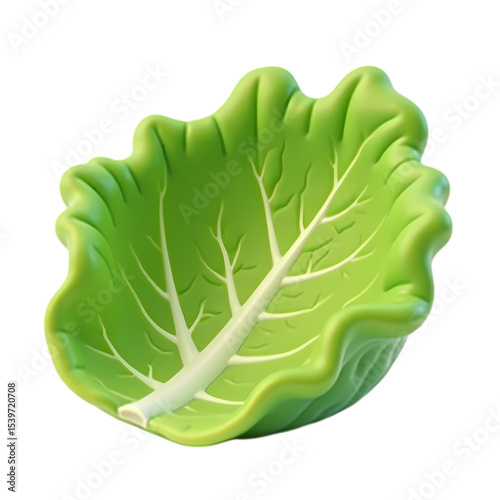 Isolated cartoon style lettuce leaf isolated on transparent background
