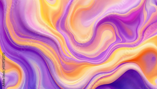 Vibrant Purple and Yellow Fluid Waves with Soft Textured Abstract Style