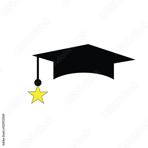 graduation cap logo icon illustration flat