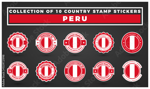 Collection of 10 Peruvian Country Stamp Stickers