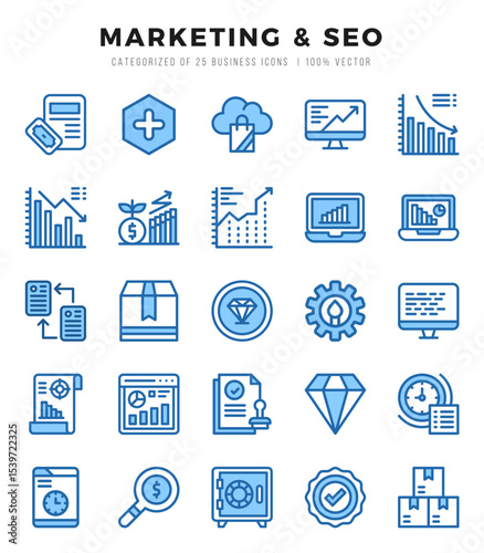 Marketing & SEO icons set for website and mobile site and apps.