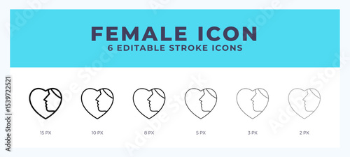 Female line icon with different stroke. Vector illustration.