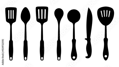 Cutlery set silhouette kitchen silhouette set