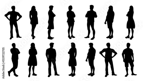 silhouette of large group of people