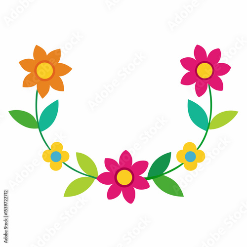 Colorful floral wreath design element