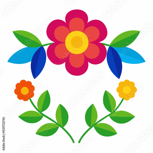 Vibrant floral design element for textile