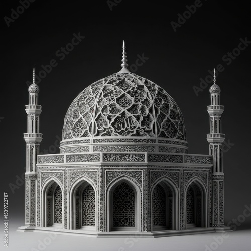 Intricate Architectural Marvel: A Detailed Model of a Majestic Mosque photo