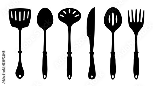 Cutlery set silhouette kitchen silhouette set
