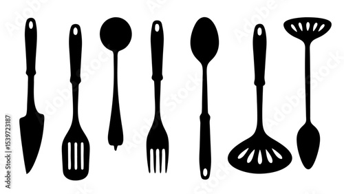 Cutlery set silhouette kitchen silhouette set
