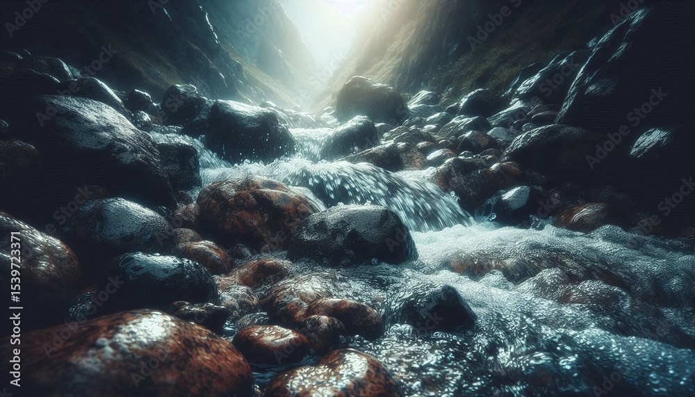 Obraz premium water stream water drop