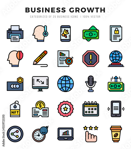 Set of Business Growth icons. Vector Illustration.