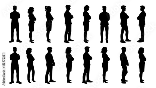 silhouette of large group of people
