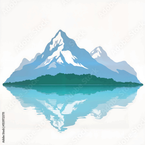 Tranquil mountain reflection in serene lake, peaceful nature scene