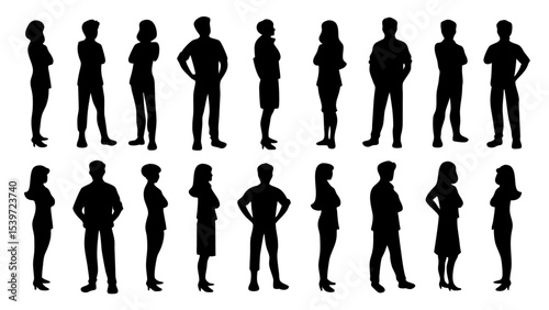 silhouette of large group of people