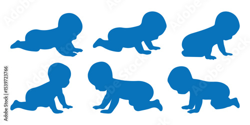 Baby silhouette collection. newborn baby silhouettes set. Baby, toddler, newborn, small kids silhouettes set. Vector illustration