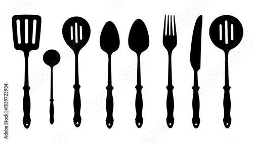 Cutlery set silhouette kitchen silhouette set