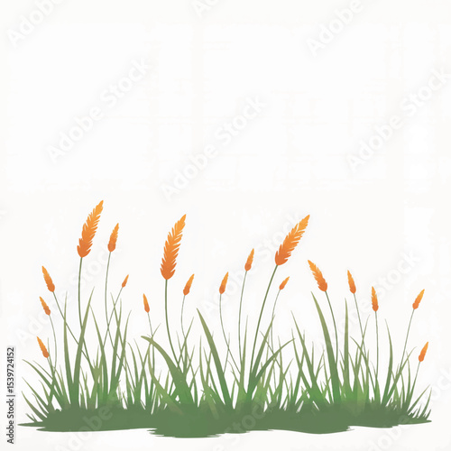 Vibrant tall grass swaying in the wind, nature's beauty
