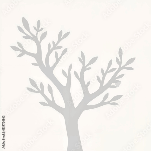 Elegant branch shadow illustration on white background, minimalist design