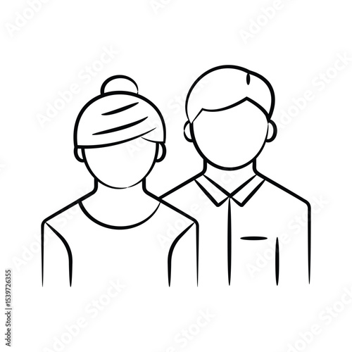 Ready to use hand drawn icon depicting shop customers