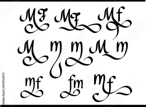 Elegant MF Calligraphy Logo - Interlocking M & F Monogram Design