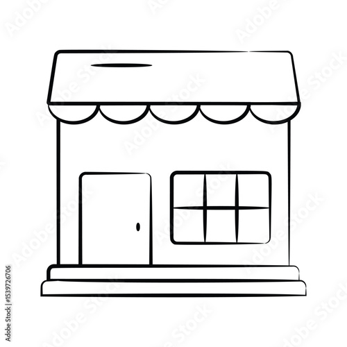 A well designed doodle style icon showing shop building