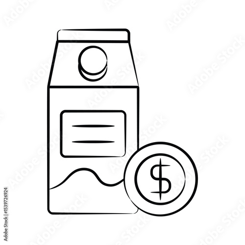 A customizable hand drawn icon of milk price