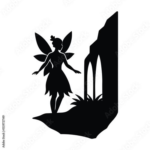 Fairy near a waterfall
