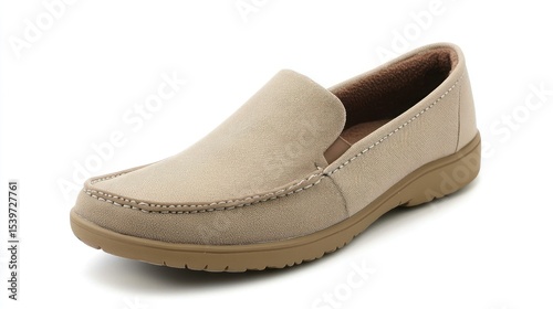 Light beige slip-on casual shoes.  Comfortable, low-profile design