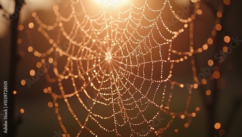 spider web with dew drops Generative AI